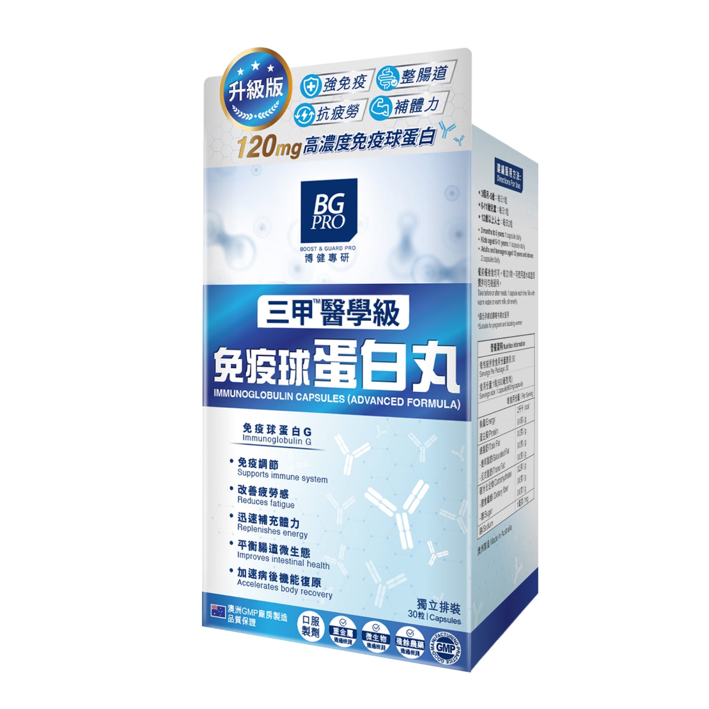 BG Pro博健專研 三甲TM醫學級免疫球蛋白丸 (升級版) (1盒/30粒)