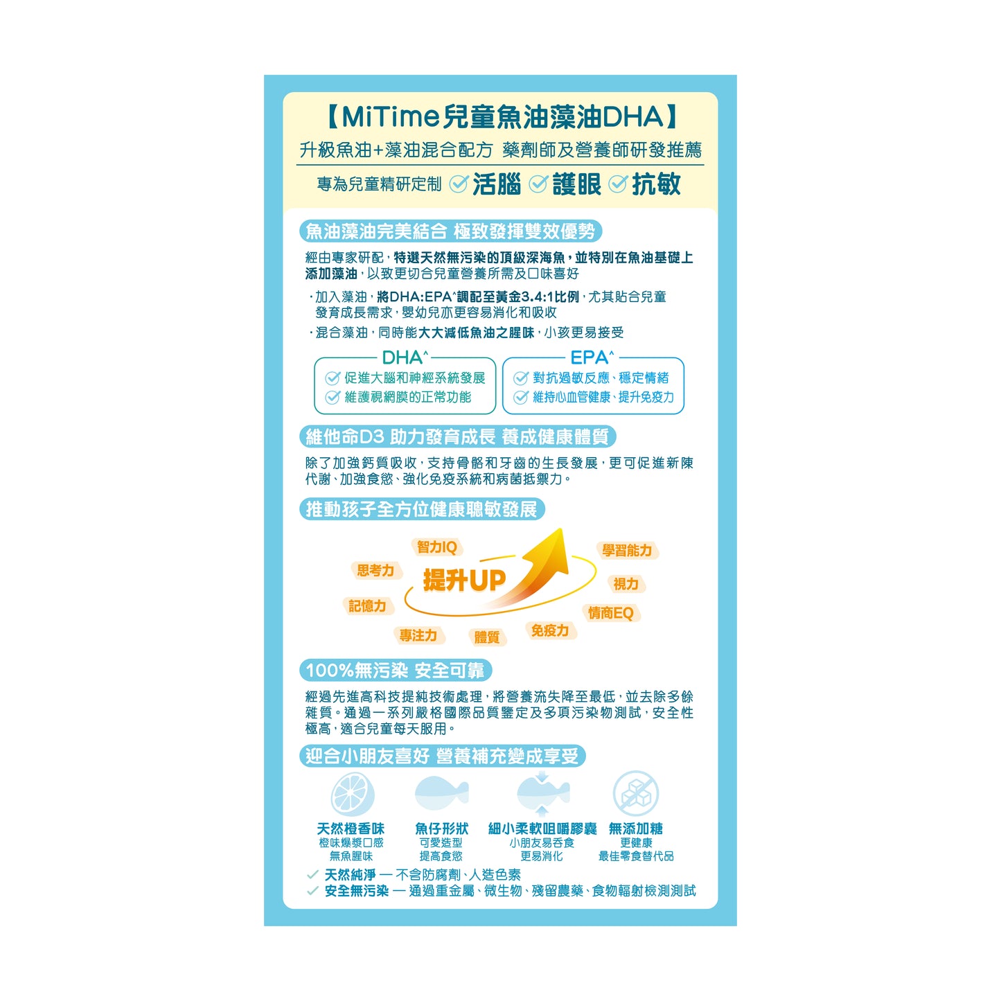 MiTime兒童魚油藻油DHA 60粒