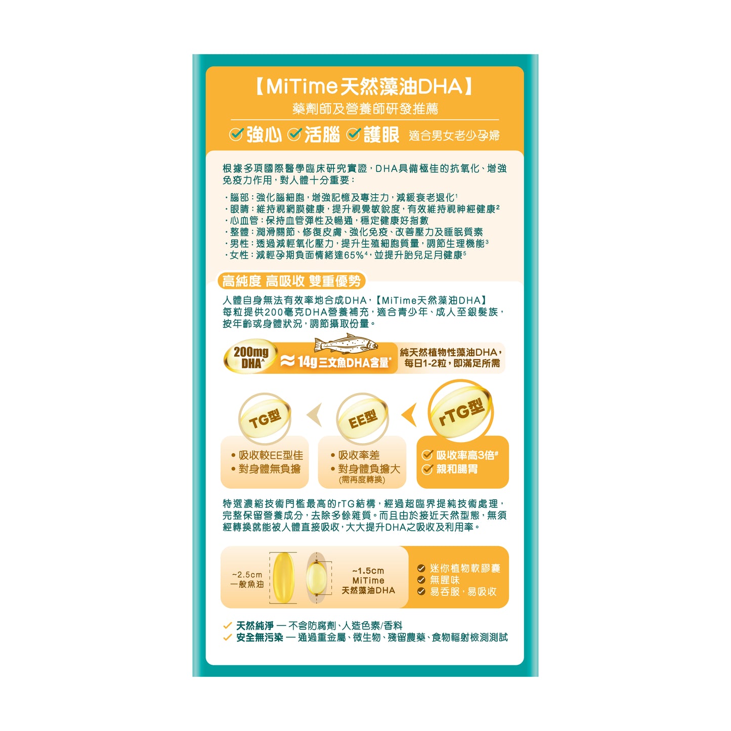 MiTime 天然藻油DHA 60粒 (買一送一優惠); *請打兩件